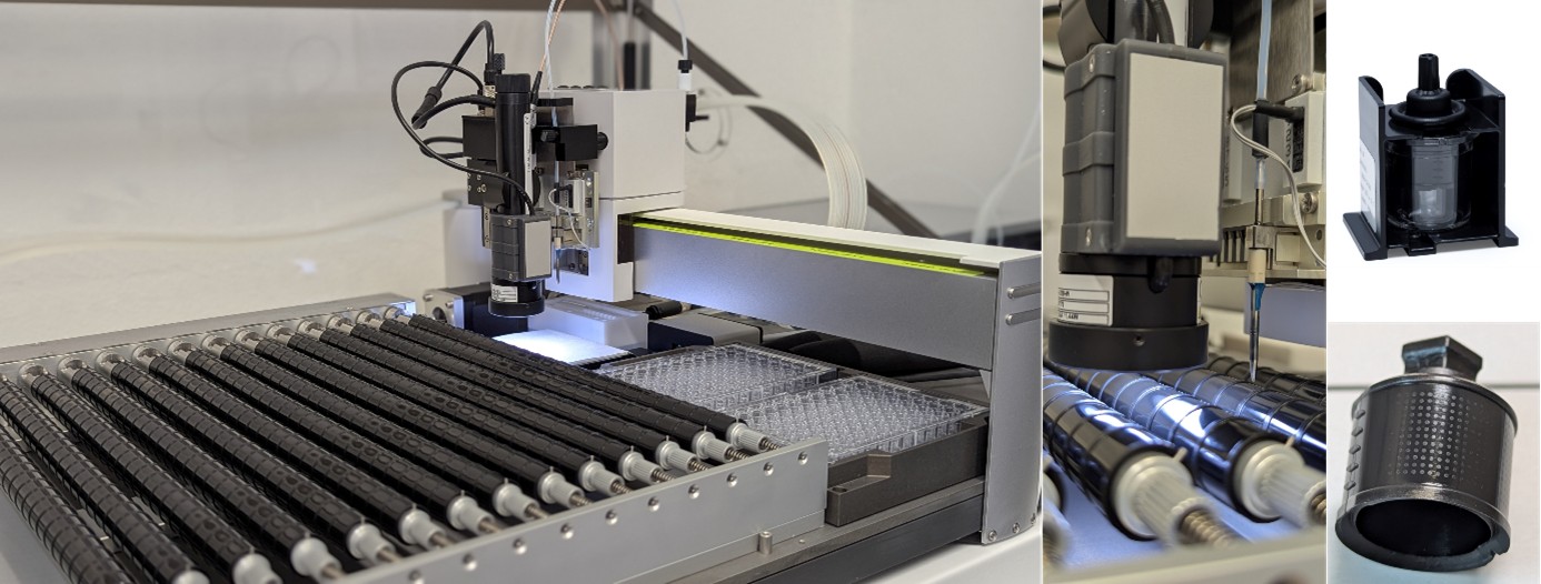 Nano-Plotter NP2.1 mit hybcells auf der Arbeitsoberfläche